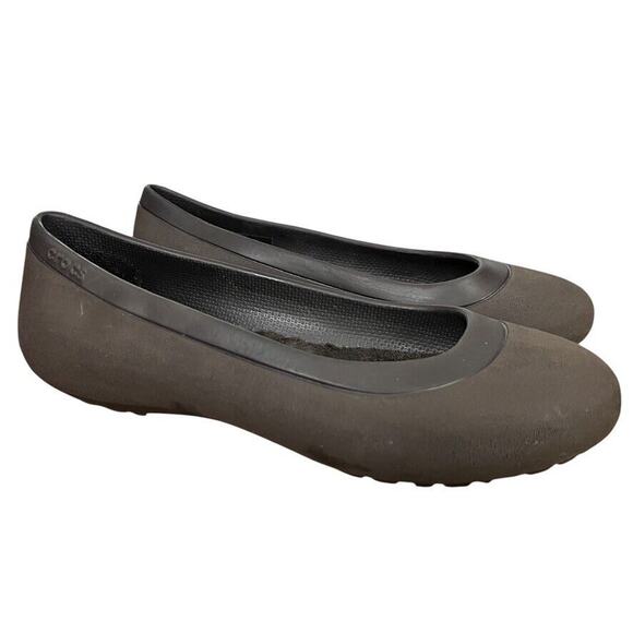 Crocs Mammoth Ballet Flats Fur Lined Dark Brown Round Toe Slip On Shoes sz 7 - Picture 1 of 16